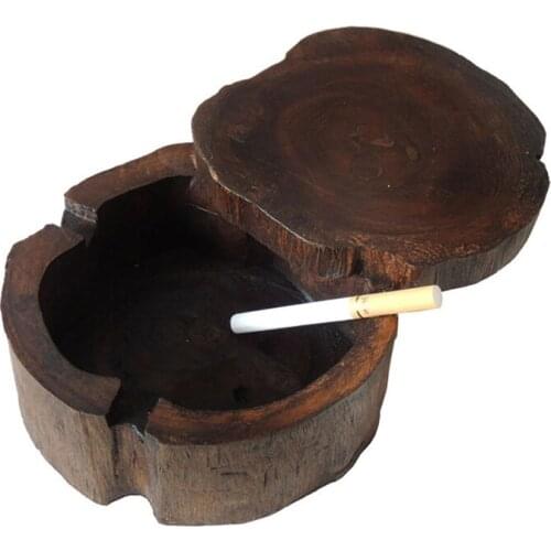1PC Durable Cigarette Ashtray Wooden Ashtray For Handwork Ash Tray Vintage Table Decorative