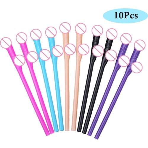 10 pcs Drinking penis straws Bridal Shower Sexy Hen Night Willy Penis Novelty Nude Straw for Bar Bachelorette Party supplies