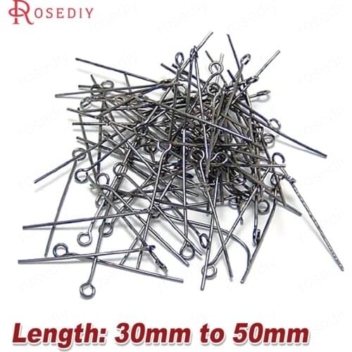 13655)50g Length 30MM to 50MM Iron Eye Pins Needles Connect Beads Pins More color can picked Diy Jewelry Findings Accessories