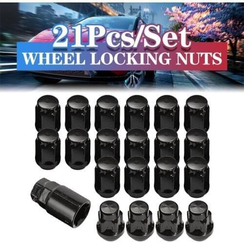 21Pcs/Set M12x1.5mm Black Alloy Car Wheel Locking Nuts Blots Locker With Key For Ford for Focus for C-Max 2007 - 2010
