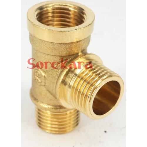 2pcs 3/8" BSP Female x 3/8" BSP Male x 3/8" BSP male Thread Tee 3 Way Brass Pipe fitting Connector for water fuel gas