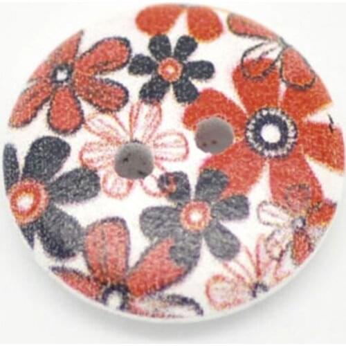 50pcs 15mm Colorful Flower 2 Holes Round Sewing Buttons Wooden Clothing Decorative Sweater Embroidery Scrapbooking decorate Diy