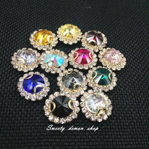 SICODA 15mm 6pcs Shinny Round Crystal Rhinestones Sewing on Glass A Stones wedding dress decoration hair accessories