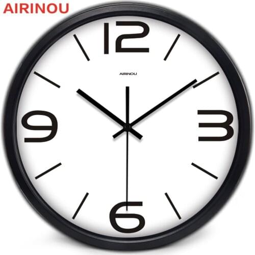 Airinou Brief Life Simple Big Number Silent Movement Glass Metal Frame Hang Wall Clock ,living Room clock, Study Room