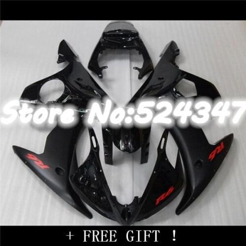 B All Black bodywork for YZF R6 2003 2004 2005 YZF-R6 03 04 05 YZFR6 600 03-05 fairing kit