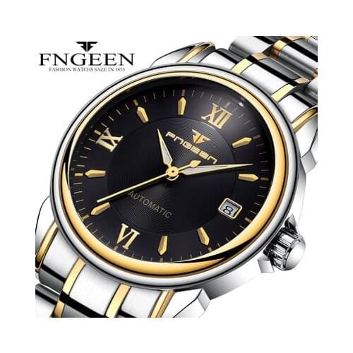 FNGEEN 2020 Mechanical Watches for Men Brand Luxury Calendar Wristwatch Man Automatic Steel Watches Skeleton Relogio Masculino
