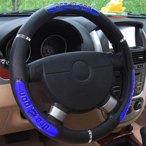 Universal Car PU Leather Embossed Steering Wheel Cover 38cm Dragon Pattern Steering-Wheel Case for Auto Car SUV Truck Interior