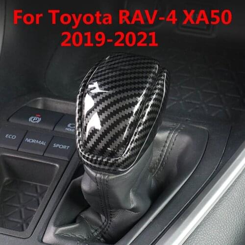 Car Carbon Fiber Pattern Gear Shift Handle Cover Interior Gear Shift Cover Decoration for Toyota RAV4 RAV-4 XA50 2019 2020 2021