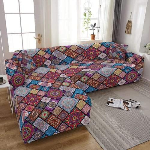 Mandala Sofa Cover L Shape Couch Cover Elastic Sofa Cover for Living Room Corner Sofa Cover Chaise Longue Sofa Slipcover 1PC