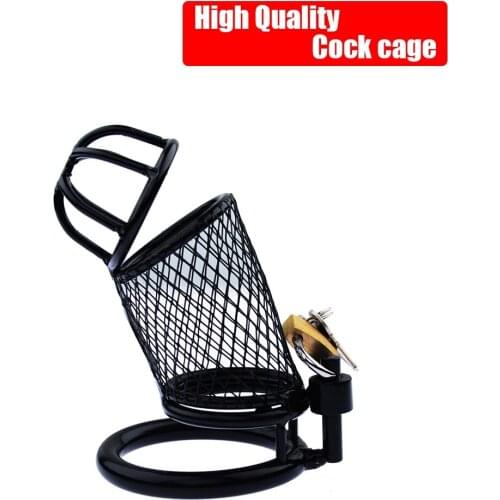 CBT Male Black Grid Dick Lock Chastity Device Belt Stainless Steel Bondage Slave Penis Ring Cock Cage Adult Sex Toy for Men