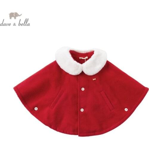 DB14838 dave bella winter baby girls fashion solid removable fur coat children tops infant toddler outerwear