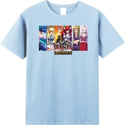 Anime Fairy Tail T-Shirt Men Short Sleeve Fairy Tail Manga T shirt 2021 New Summer Male Tee shirt Fashion Harajuku Hip Hop Tops