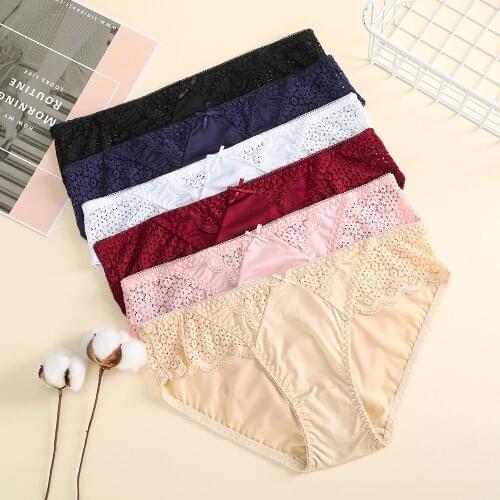 Cotton Womens Panties Sexy Lace Underwear Solid Color Briefs For Women S-L Sexy Underpants Comfortable Female Lingerie