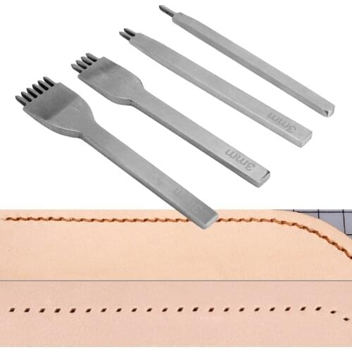 DIYWORK Punch Tool Chisel Leather Craft DIY Tool 1/ 2 /4 /6 Prong Hole Punch 1 Piece Stainless Steel Rhombus Tooth Chisel