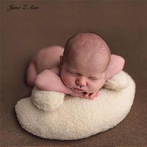 Jane Z Ann Baby Photography Prop Newborn Photo Shoot Auxiliary Modeling moon shape pad Plush Mini Pillow 15x32cm