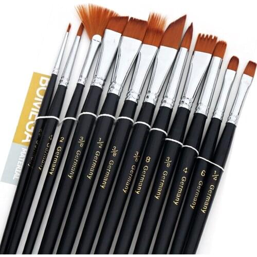 12Pcs Multiuntion Watercolor Paint Brushes Set Nylon Hair Painting Brush Variety Style Short Rod Oil Acrylic Painting Brush Pen