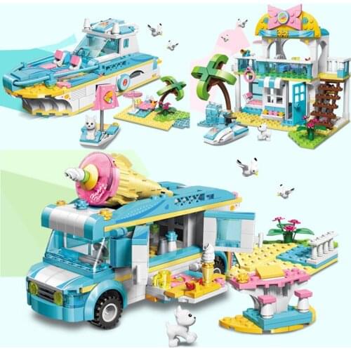 3IN1 Friends Girl Series City Architecture Villa Cottage Castle Building Blocks Kids Toys Star House Designer Bricks Gifts
