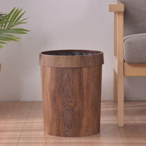 Round Plastic Trash Can Small Commercial Wastebasket Garbage Container Bin for Home Office Craft Rooms Dorm Room Brown