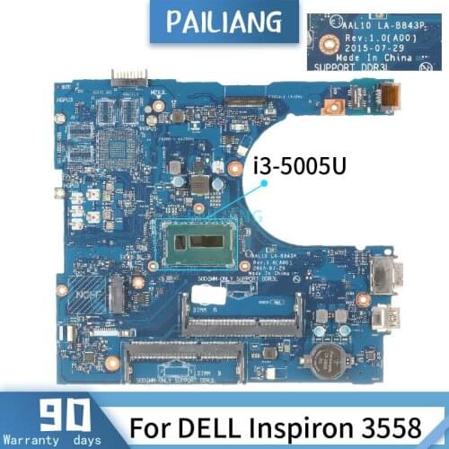 LA-B843P For DELL Inspiron 3558 SR27G i3-5005U Mainboard Laptop motherboard With VGA tested OK