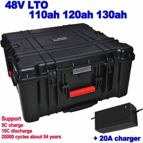 LTO 48v 110ah 120ah 130ah lithium titanate Battery Pack 20000 cycles Fliteboard solar off-grid power satellite car +20A charger
