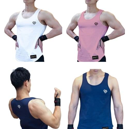 Men Summer Sports Vest Sleeveless Form-Fitting Tank Tops for Boys Bodybuilding stringer tank top Gym men Fitness sportswear