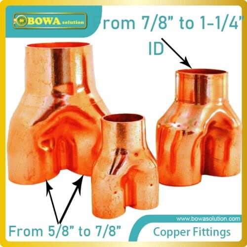 Quality 45' copper Y piece with less pressure drop is great choice for pipelines of variable referigerant volume air conditioner