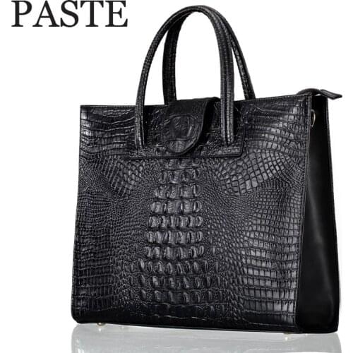 Fashion luxury Crocodile Pattern Womens real Leather Handbag Genuine Leather ladies Shoulder Bag OL bussiness laptop Bag