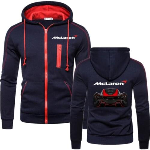 McLaren Logo 2021 New Comfortable Zipper Hoodies Fitness Sweatshirts Solid Fleece College Man College style Hip hop Coats