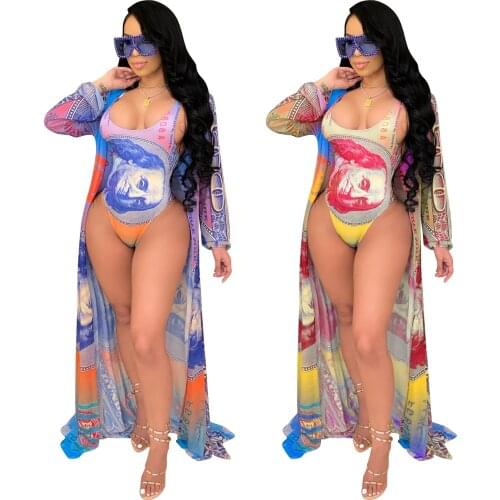 SUJYing 2021 New Womens Fashion Summer Sexy Screen Perspective Bikini Swimsuit + Coat