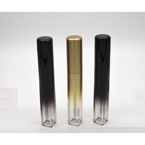New Arrival 7 ML Lip Gloss Wand Tubes Empty Gradient Black Gold Refillable Cosmetic Container DIY Lipgloss Container with Brush