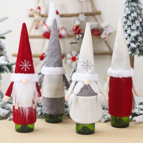 New Christmas decorations champagne bag red wine bag cloth bag non-woven artificial beard Christmas forest man wine bottle cover