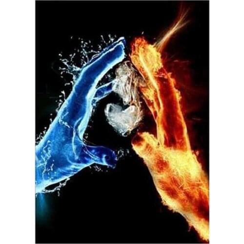 New DIY 5D Full Drill Cartoon Ice Fire Hand Cross Stitch Diamond Painting Embroidery Patterns Bedroom Decoration FC462