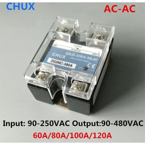 CHUX AC-AC Single Phase Solid State Relay 60a 80a 100a 120a 90-480VAC 90-250VAC AC to AC SSR Relay