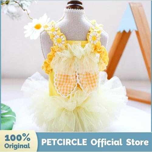 PETCIRCLE Dog Clothes Yellow Bunny Yarn Dress For Small Dog Puppy Pet Cat Spring &Summer Pet Cute Costume Pet Clothes Skirt