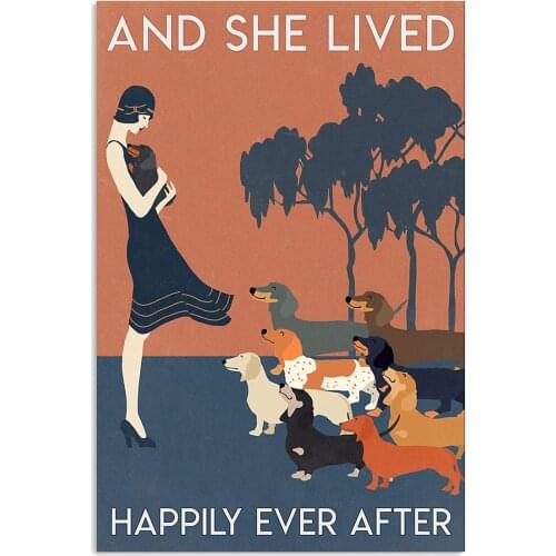 Metal Plates Movie Poster Vintage Retro Pet Dogs Dachshund Home Living Room Decoration Golden Retriever Door Sign Metal Wall Art