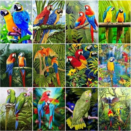 AZQSD Coloring By Numbers On Canvas Parrot Unframe DIY Unique Gift Oil Painting By Numbers Animal Acrylic Paint Home Decoration