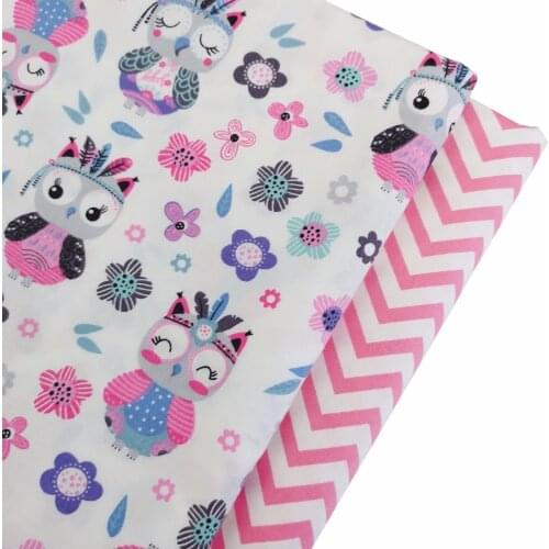 Pink Wave Owl Print Diy Sewing Patchwork Cloth For Quilting Baby Cribs Cushions Dress Sewing Tissus Tecido Twill Cotton Fabric
