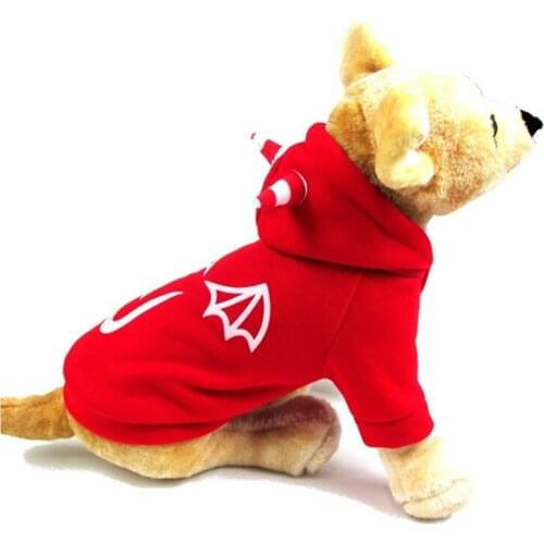 Fall Winter Warm Funny Pet Dog Luminous Demon Clothes Hoodies Sweatshirt for for Small Medium Dogs Cute Puppy S-XL