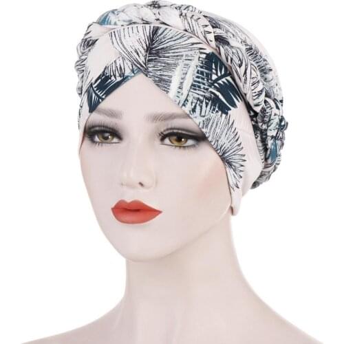 Twist Turban Hats Women Print India Hat Muslim Ruffle Cancer Chemo Beanie Turban Polka Head Wrap hats