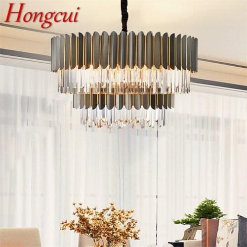 Hongcui Modern Crystal Chandelier Lights Luxury Creative Decorative LED Ceiling Fixture For Living Room Dining Room Duplex