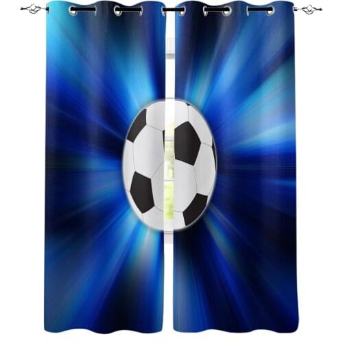 Sport Football Art Soccer Print Curtains for Living Room Drapes Cortinas for Kids Boy Girl Bedroom Window Treatments