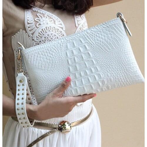Womens Genuine Leather Cowhide Handbags Fashion New Crocodile Pattern Clutch Bags For Lady European Style Day Clutch Bags A111