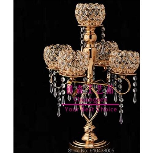 Tea Light Candle Holder Home Decor Candlestick Table Centerpiece Gold Candelabras Holiday Deco Flower Vase Party Candle Stand