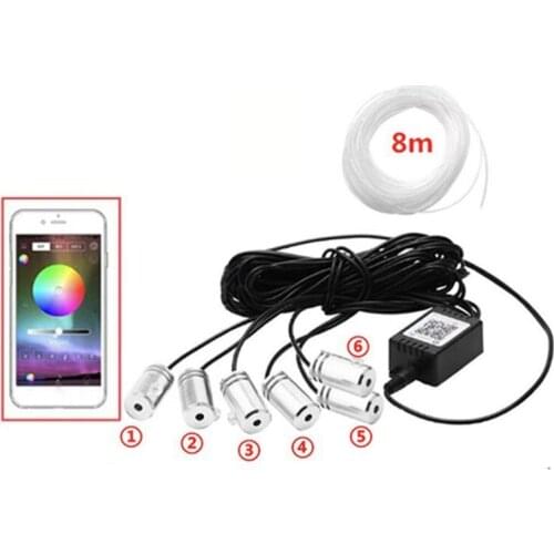 LED Strip Lights RGB Car Interior Lights Fiber Optic Ambient Lighting Kits Sound Active Function Wireless APP Control A5KD