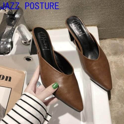 Fashion womens sandals Roman slippers style open toe mules party ladies high heels black open high heel sandals pointed toe w17