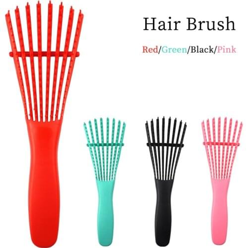 High Quality Eight Rows Detangling Massage Hair Brush For Curly Hair Brush Plastic Hair Comb