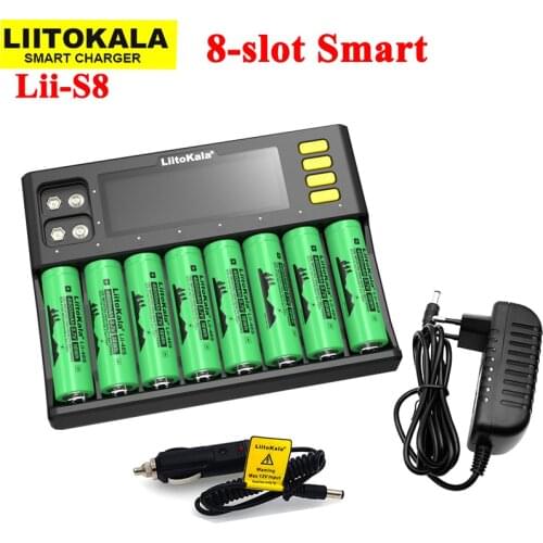 NEW LiitoKala Lii-S8 Battery Charger Li-ion 3.7V NiMH 1.2V Li-FePO4 3.2V IMR 3.8V Charger for 18650 26650 21700 26700 AA AAA