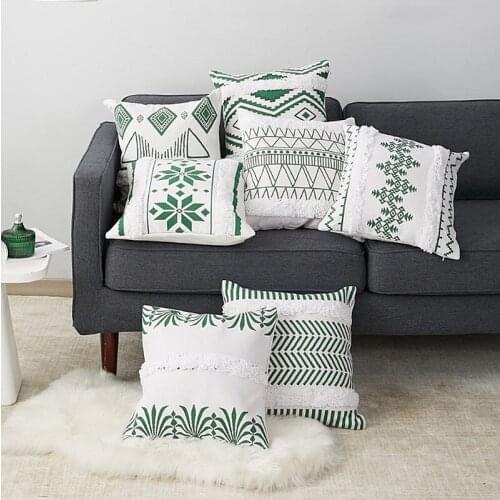 Green Black Yellow Blue Kilim Geometric Embroidery Cushion Cover Home Decor Pillow Cover 45x45cm Sofa PillowCase Pillow Sham