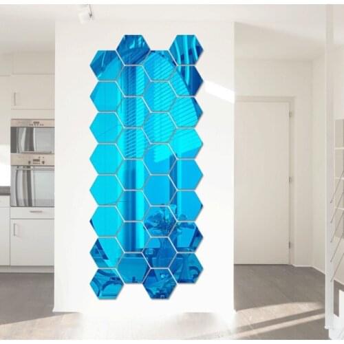 HOT Sale Mirror Wall Sticker 3D Mirror Wall Sticker Home Decor Hexagon Decorations DIY Removable Living-Room Decal Art Ornaments