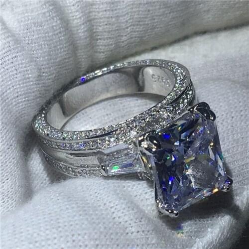 Eiffel Tower Jewelry 925 sterling silver ring 8ct 5A zircon Sona Stone Engagement Wedding Band Rings for Women Bridal Gift